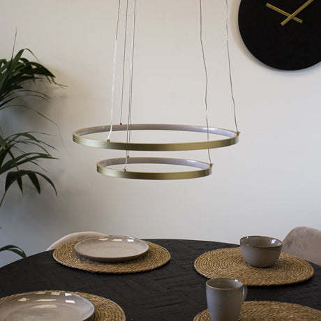 Lampada a sospensione Elaine Oro Dimehouse Oro LxPxH 56x56x12 Foto Metal Atmosphere vista frontale
