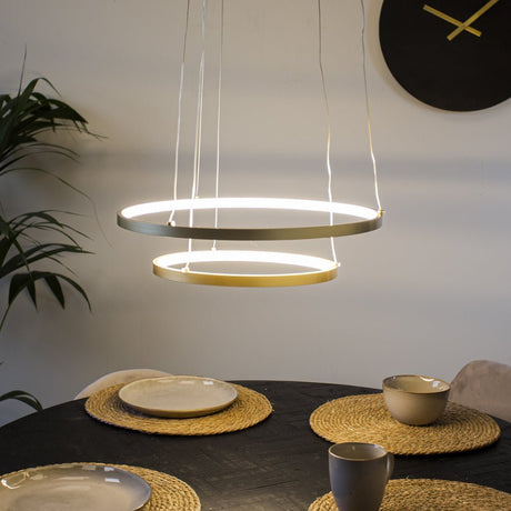 Lampada a sospensione Elaine Oro Dimehouse Oro LxPxH 56x56x12 Foto Metal Atmosphere vista frontale