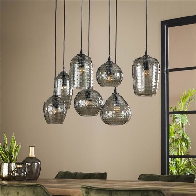 Lampada a sospensione Gaby DH Interior Grigio LxLxH 124x38x18 Vetro Foto atmosferica vista frontale diagonale