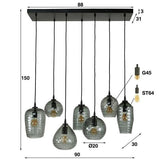 Lampada a sospensione Gaby DH Interior Grigio LxLxH 124x38x18 Vetro Bianco Indicazione dimensione foto