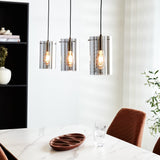 Lampada a sospensione Hugo Dimehouse Antracite LxPxH 102x26x19 Vetro Foto suggestiva vista diagonale frontale