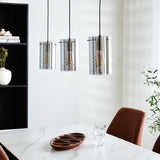 Lampada a sospensione Hugo Dimehouse Antracite LxPxH 102x26x19 Vetro Foto suggestiva vista diagonale frontale