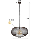 Lampada a sospensione Jill DH Interior Nero LxLxH 75x75x40 Nickel Bianco Indicazione dimensione foto