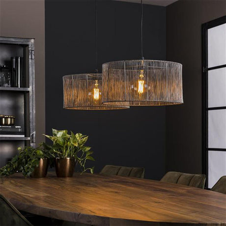 Lampada a sospensione Luis DH Interior Nero LxLxH 90x45x28 Nichel Foto atmosferica vista frontale diagonale
