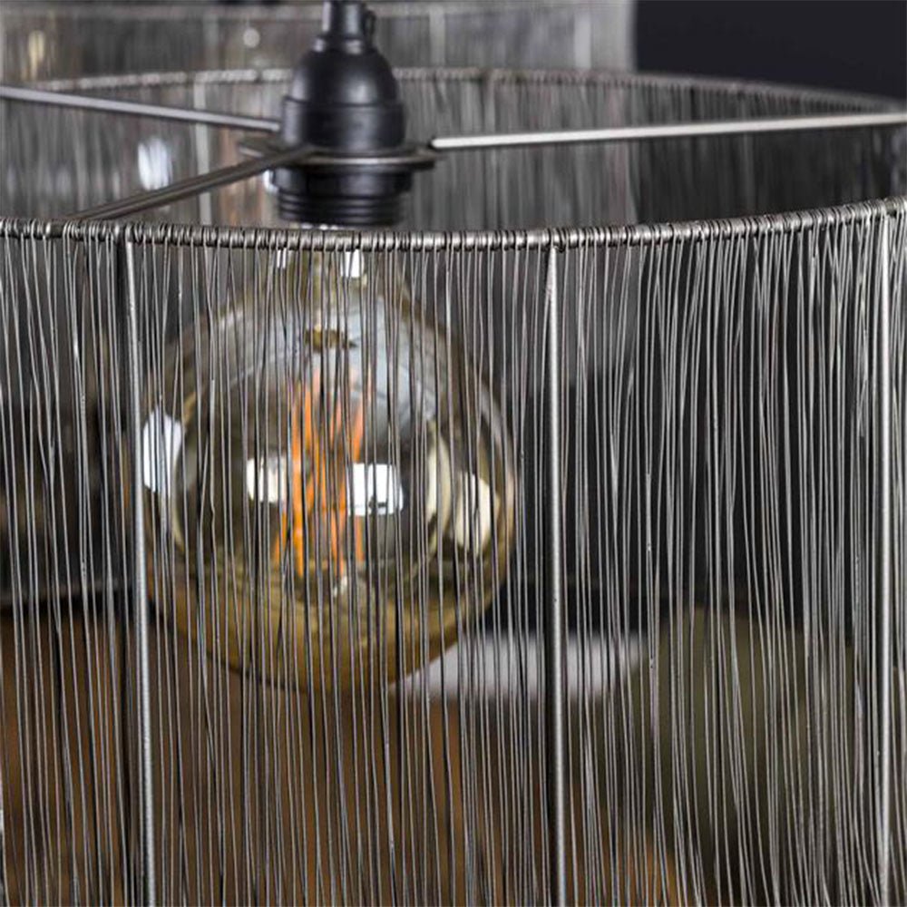 Lampada a sospensione Luis DH Interior Nero LxLxH 90x45x28 Nichel Foto atmosferica vista frontale diagonale
