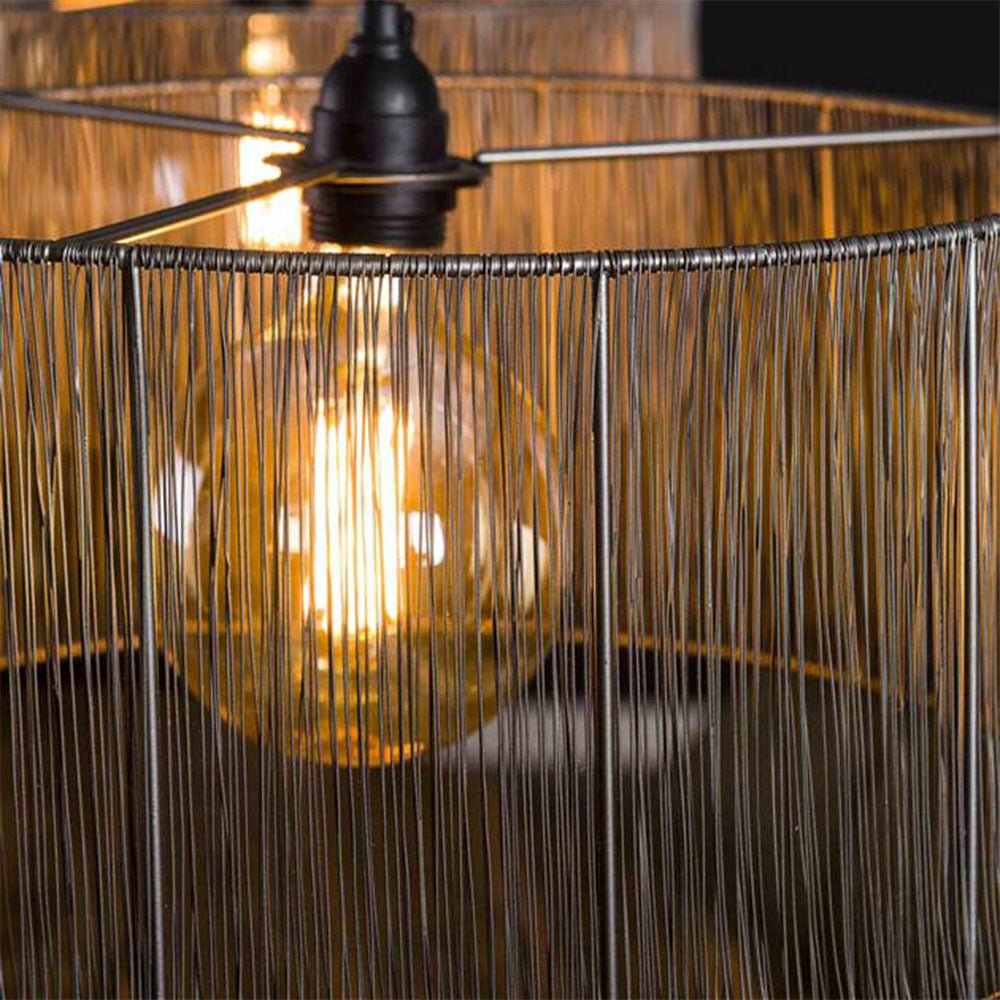 Lampada a sospensione Luis DH Interior Nero LxLxH 90x45x28 Nichel Foto atmosferica vista frontale diagonale