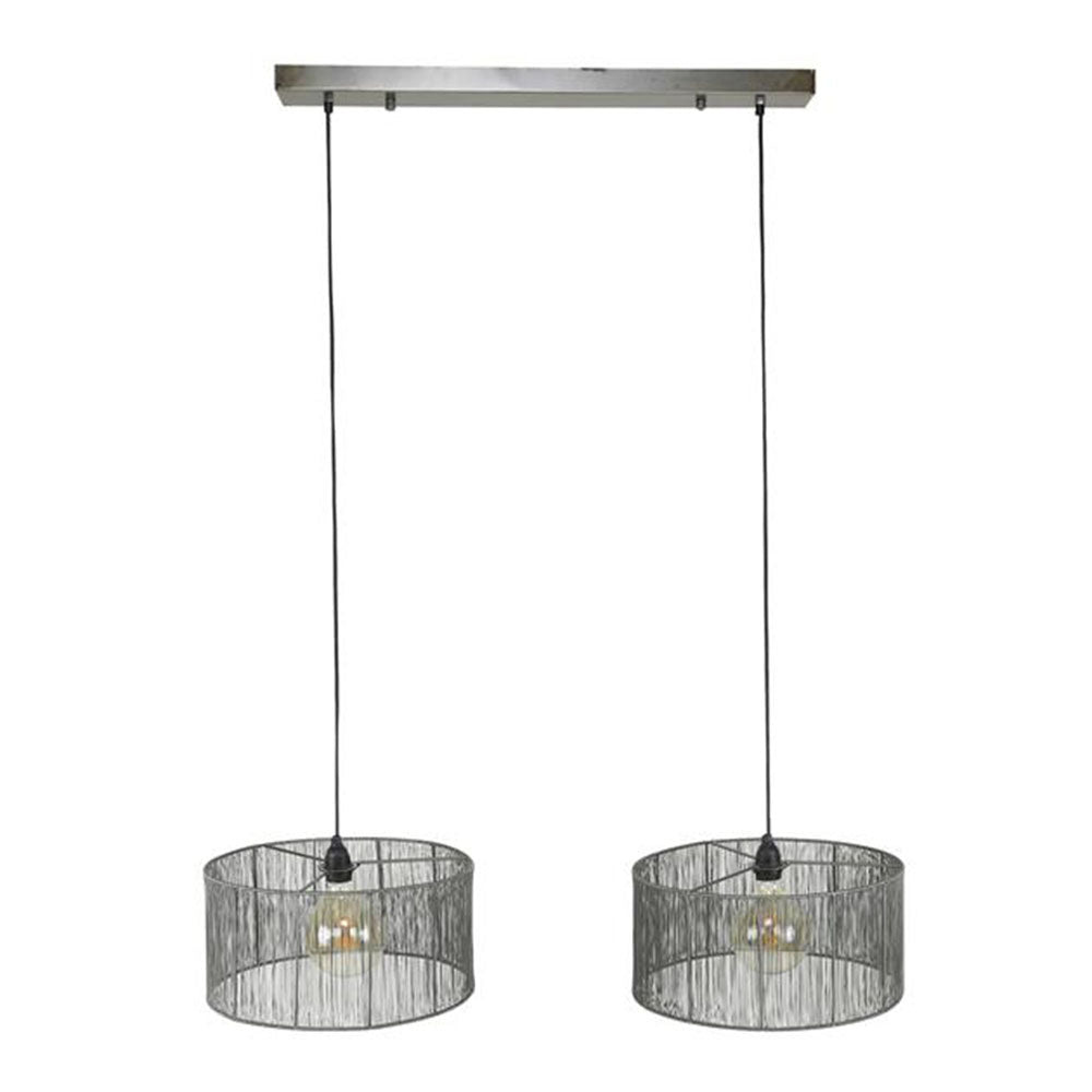Lampada a sospensione Luis DH Interior Nero LxLxH 90x45x28 Nickel Bianco foto vista frontale