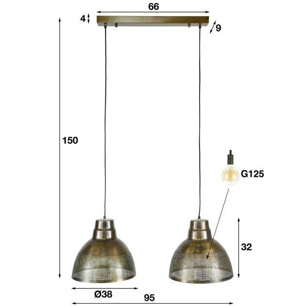 Lampada a sospensione Luisa DH Interior Bronzo LxLxH 79x42x37 Bronzo Bianco Indicazione dimensione foto