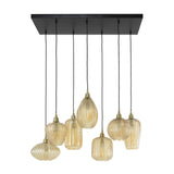 Lampada a sospensione Olaf DH Interni Vetro color ambra LxPxH 96x47x46 Vetro color ambra Foto bianca vista frontale