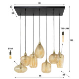 Lampada a sospensione Olaf DH Interior Vetro color ambra LxPxH 96x47x46 Vetro color ambra Indicazione dimensione foto bianca