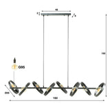 Lampada a sospensione Otan DH Interior Antracite LxPxH 168x44x19 Metallo Bianco Indicazione dimensione foto