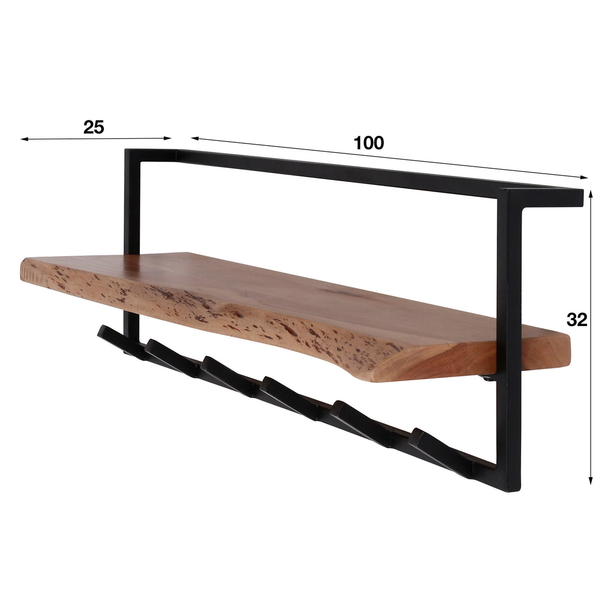 Appendiabiti Dewi DH Interior Acacia LxLxH 104x36x17 Legno di acacia Bianco Indicazione dimensione foto