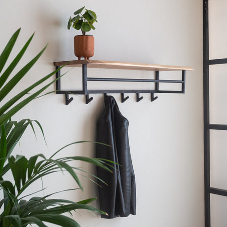 Appendiabiti Niels DH Interior Acacia LxPxH 102x37x30 Legno di acacia Foto atmosferica vista frontale diagonale