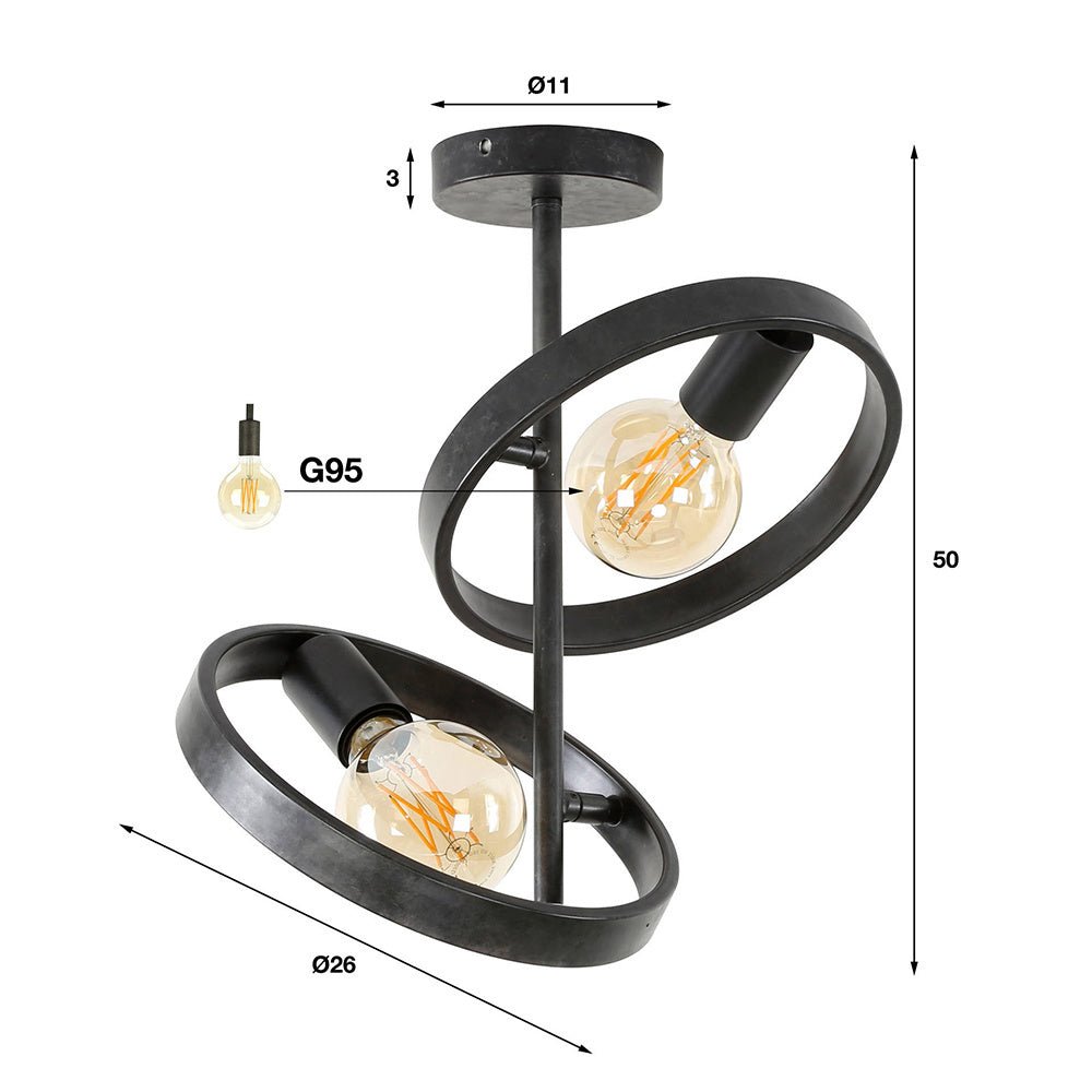 Lampada da soffitto Otan DH Interior Carbone LxPxH 48x28x9 Metallo Bianco Indicazione dimensione foto