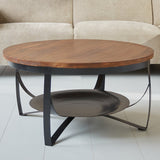 Tavolino Oxis Dimehouse Marrone LxPxH 92x92x43 Legno di mango Foto atmosferica vista frontale diagonale