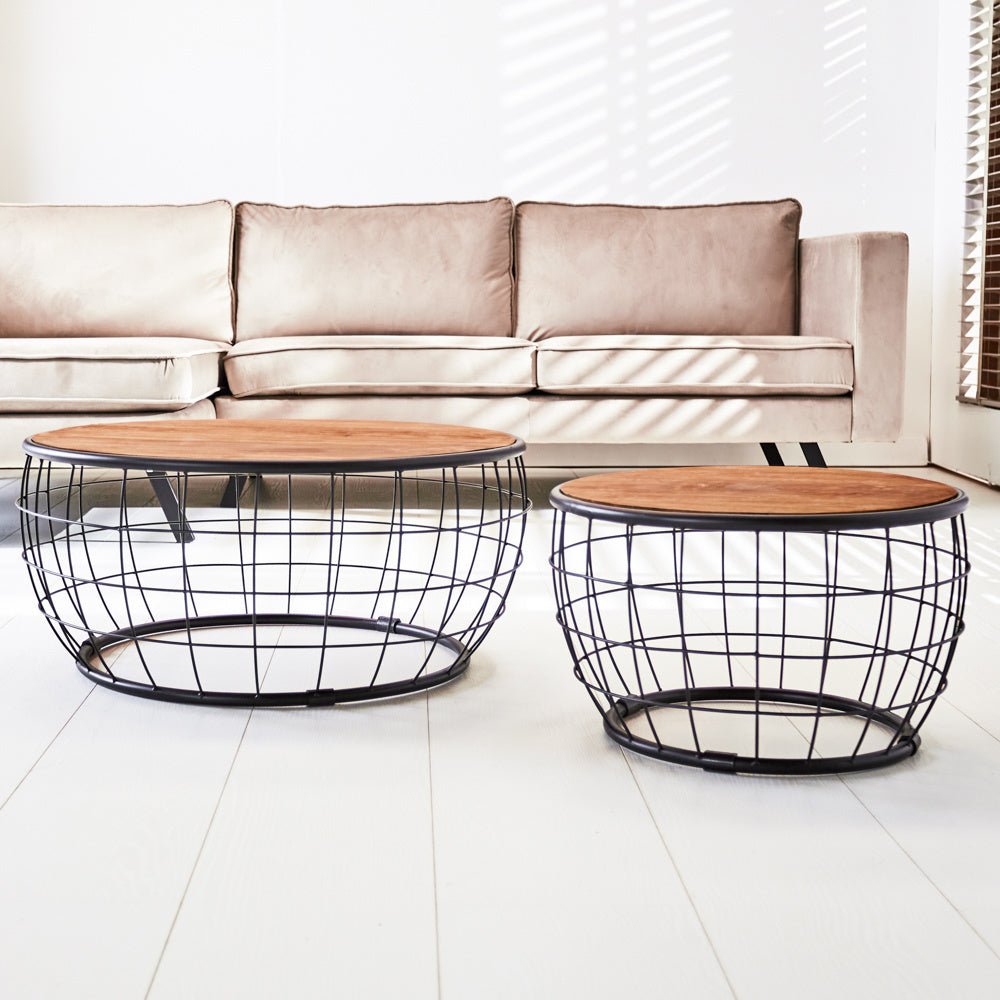 Tavolino Macè Dimehouse Marrone LxPxH 80x80x42 Legno di mango Vista frontale della foto suggestiva