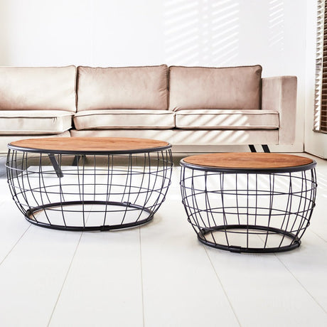 Tavolino Macè Dimehouse Marrone LxPxH 80x80x42 Legno di mango Vista frontale della foto suggestiva