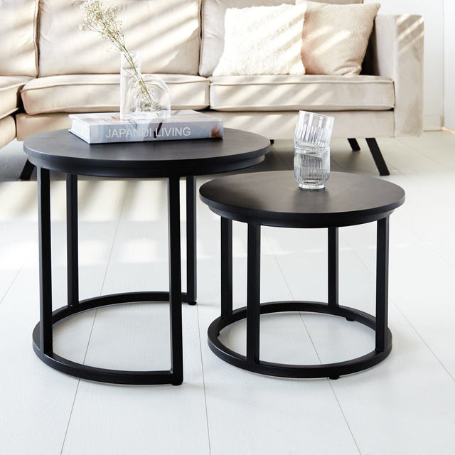 Tavolino Rosa Dimehouse Nero LxPxH 56x55x47 Legno di mango Vista frontale della foto suggestiva