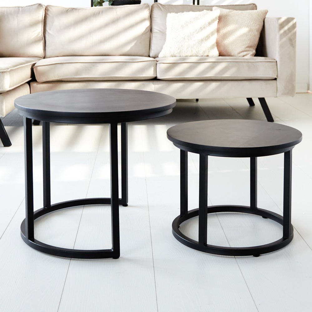 Tavolino Rosa Dimehouse Nero LxPxH 56x55x47 Legno di mango Vista frontale della foto suggestiva