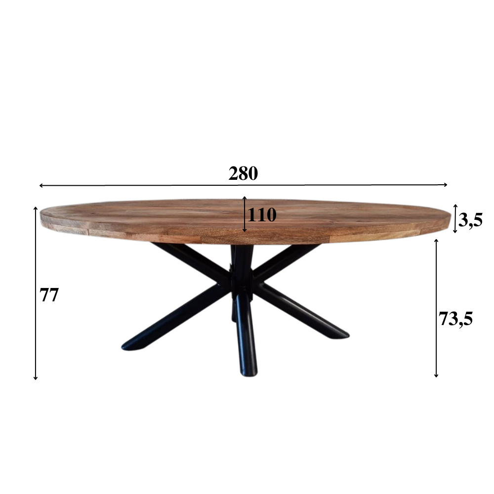 Tavolo da pranzo Oregon Dimehouse Marrone LxPxH 283x115x9 Legno di mango Indicazione della dimensione della foto in bianco