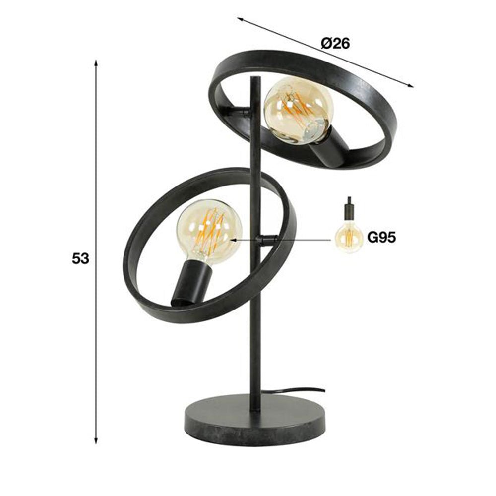 Lampada da tavolo Otan DH Interior Carbone LxLxH 55x44x28 Metallo Bianco Indicazione dimensione foto