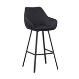 Sgabello da bar Elise Velluto Dimehouse Nero LxPxH 95x59x57 Velluto Bianco foto diagonale vista frontale