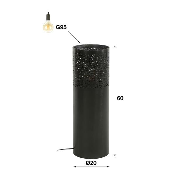 Lampada da terra Eleanor Black Nickel DH Interno Nero LxPxH 68x25x25 Nickel Bianco Indicazione dimensione foto
