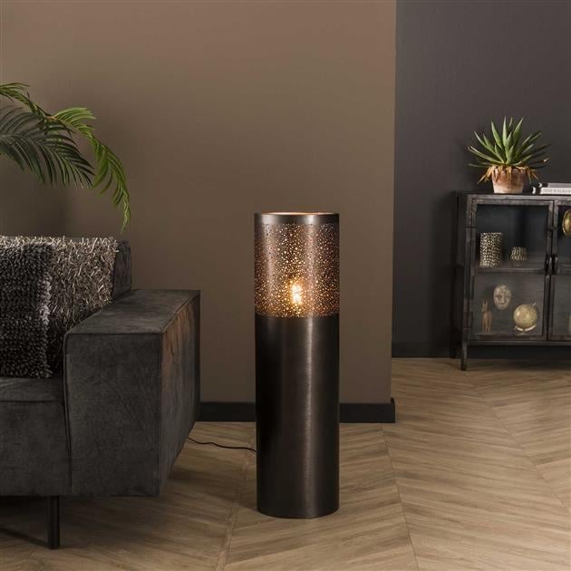 Lampada da terra Eleanor Black Nickel DH Interno Nero LxLxH 96x30x30 Nickel Foto atmosferica vista frontale diagonale