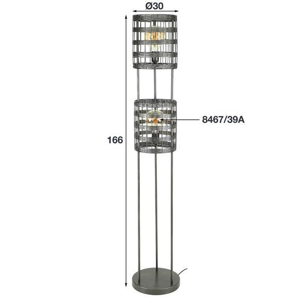 Lampada da terra Mori DH Interior Nero LxLxH 172x35x35 Nickel Bianco Indicazione dimensione foto