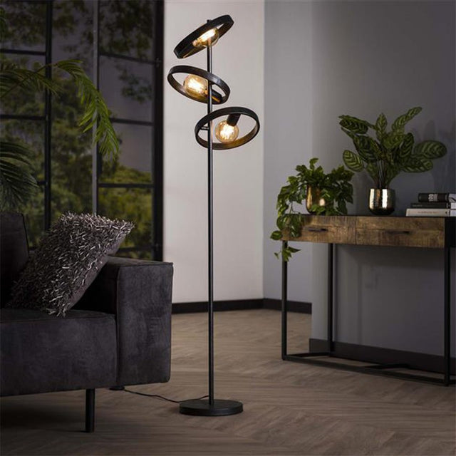 Lampada da terra Otan DH Interior Carbone LxPxH 57x38x26 Metallo Foto atmosferica vista frontale diagonale