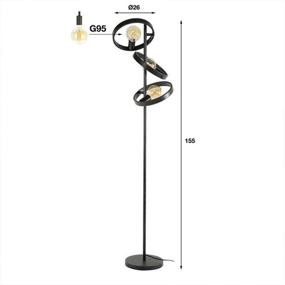 Lampada da terra Otan DH Interior Carbone LxPxH 57x38x26 Metallo Bianco Indicazione dimensione foto