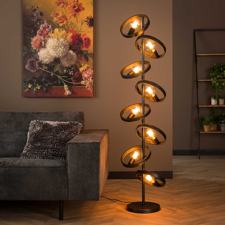 Lampada da terra Otan DH Interior Carbone LxPxA 153x44x18 Metallo Foto atmosferica vista frontale diagonale