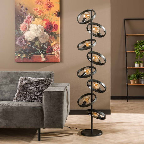Lampada da terra Otan DH Interior Carbone LxPxA 153x44x18 Metallo Foto atmosferica vista frontale diagonale