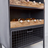 Cantina per vini Nero Dimehouse Marrone LxPxH 183x72x42 Legno di mango Dettaglio fotografico atmosferico