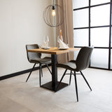 Tavolo da pranzo Tavolo da bistrot Quadrato Dimehouse Marrone LxPxH 66x66x7 Legno di mango Foto atmosferica obliqua con impostazione dell'angolo della vista frontale