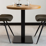 Tavolo da pranzo Tavolo da bistrot Rotondo Dimehouse Marrone LxPxA 77x77x7 Legno di mango Vista frontale della foto suggestiva