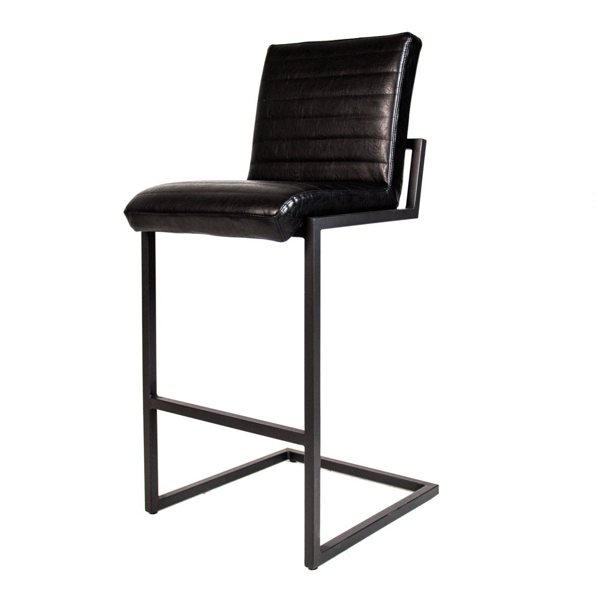 Sgabello Kuba Dimehouse Nero LxPxH 93x58x53 Ecopelle Foto bianca vista frontale diagonale