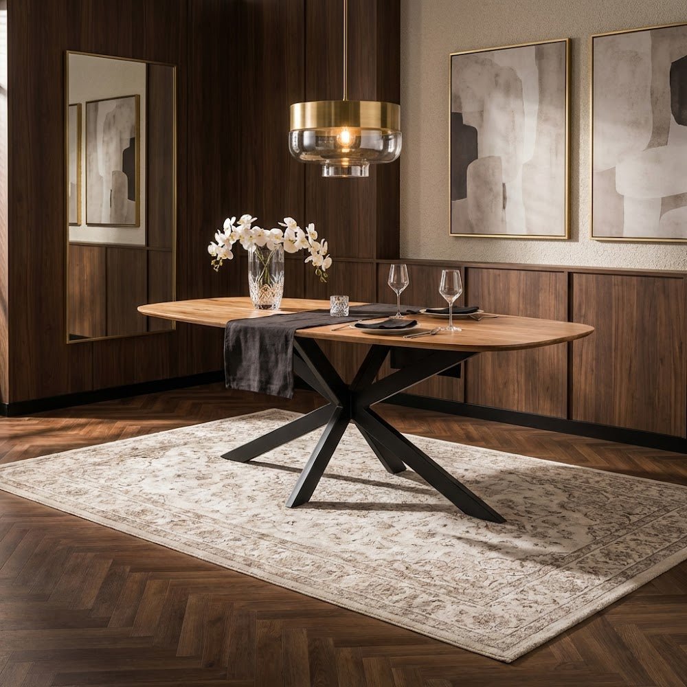 Tavolo da pranzo ovale danese Tavon in legno di acacia 215x105 cm