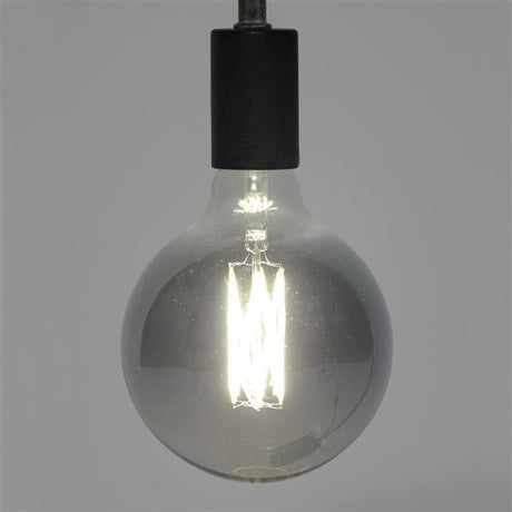 Sorgente luminosa Filamento LED Sfera Ø12,5 Fumo DH Interno Grigio LxLxH 18x13x13 Vetro Foto atmosferica vista diagonale frontale
