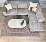 Divano angolare con chaise longue in tessuto ciniglia tortora Manon - destra