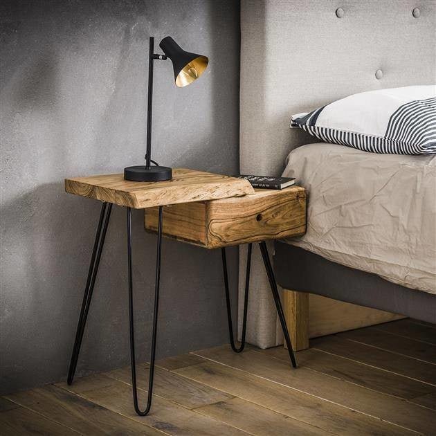 Comodino Aberdeen DH Interior Acacia LxLxH 63x42x25 Legno di acacia Foto ambientale vista frontale diagonale