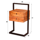 Comodino Camila 2L DH Interno Acacia LxLxH 82x50x30 Legno di acacia Bianco Indicazione dimensione foto