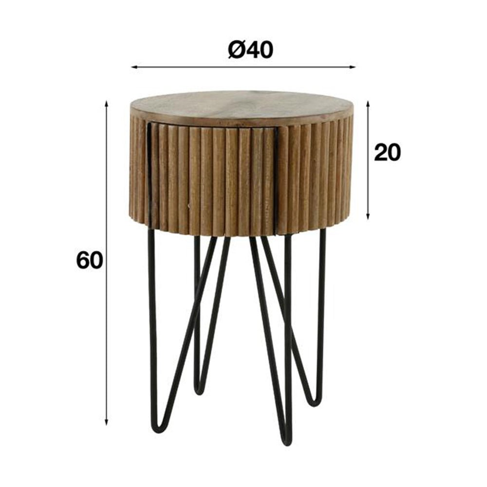 Comodino Hans DH Interior Mango LxLxH 45x45x30 Legno di mango Indicazione della dimensione della foto in bianco