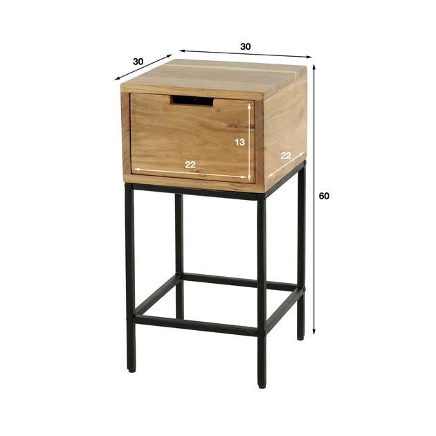 Comodino Lou DH Interno Acacia LxLxH 62x32x32 Legno di acacia Bianco Indicazione dimensione foto