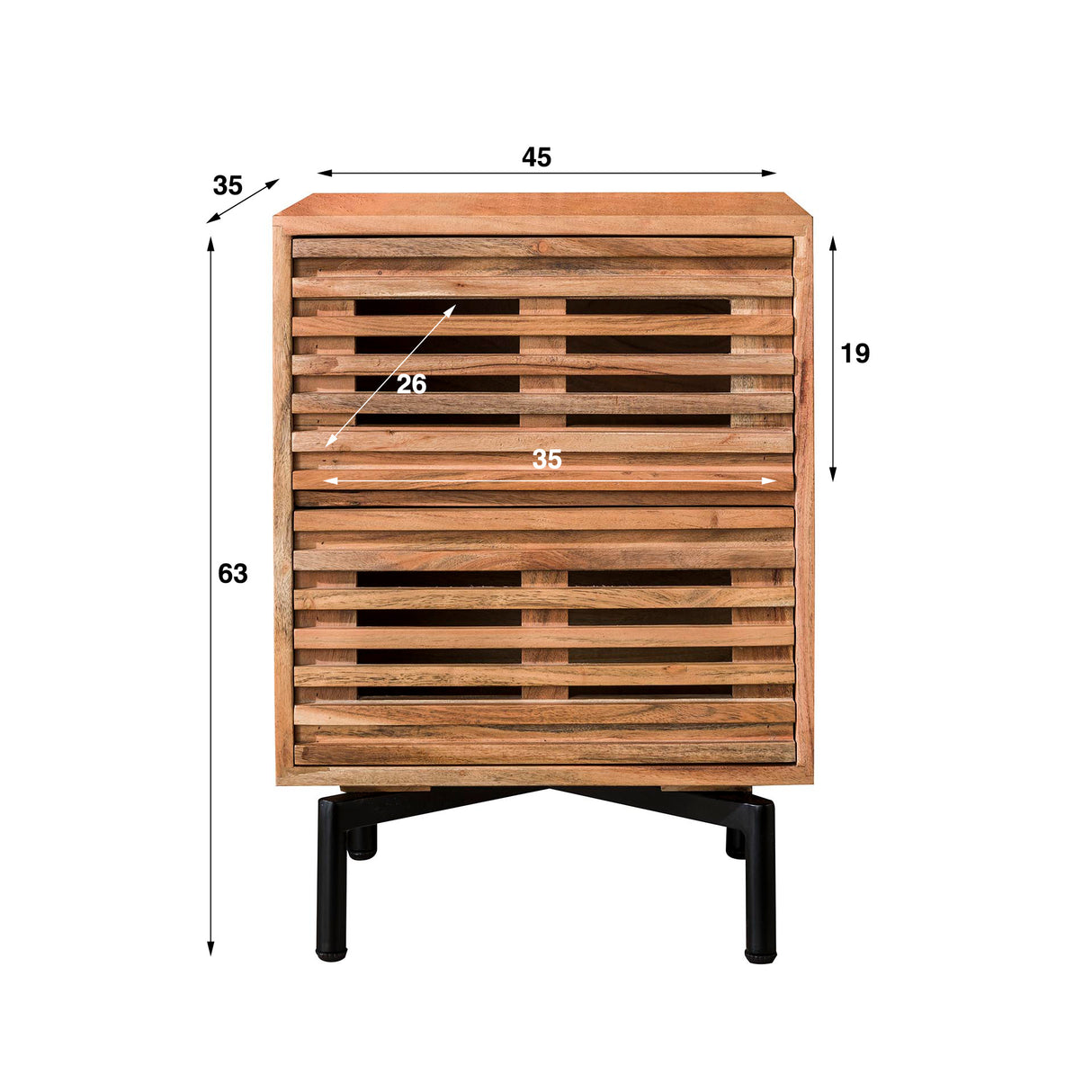Comodino Monja DH Interior Acacia LxLxH 70x53x43 Legno di acacia Bianco Indicazione dimensione foto