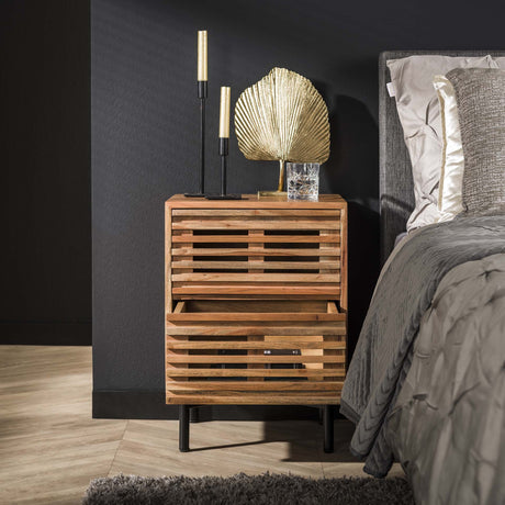 Comodino Monja DH Interior Acacia LxLxH 70x53x43 Legno di acacia Foto ambientale vista frontale