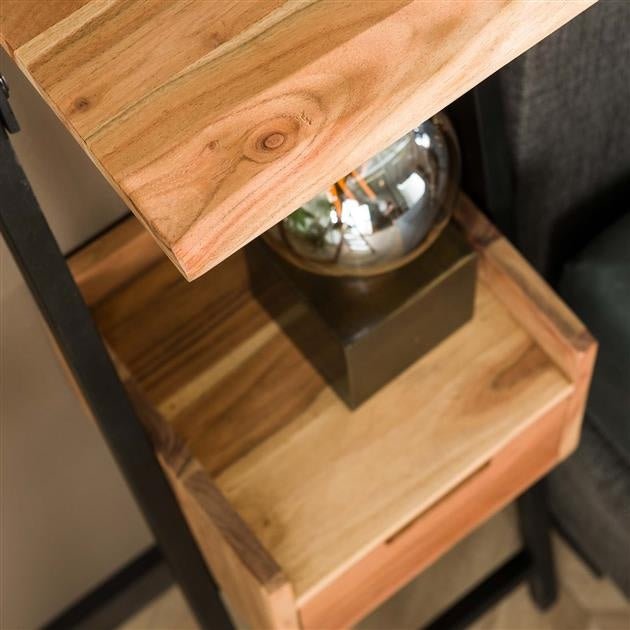 Comodino Vanessa DH Interior Acacia LxLxH 140x30x25 Legno di acacia Dettaglio foto ambiente