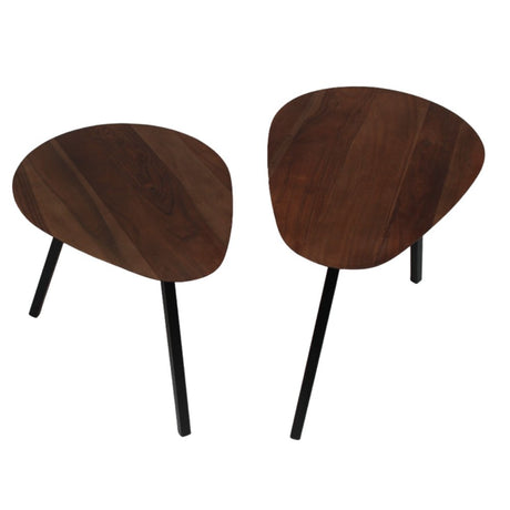 Tavolino Leyla Dimehouse Marrone LxPxH 65x45x10 Legno di acacia Foto bianca vista frontale diagonale