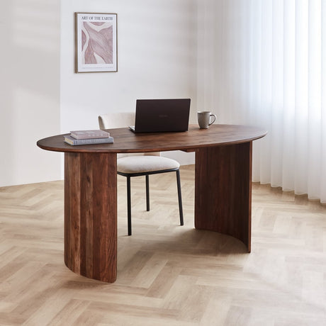 Tavolo da pranzo Yves Finitura Noce Dimehouse Marrone LxPxH 165x95x10 Legno di acacia Foto suggestiva vista diagonale frontale