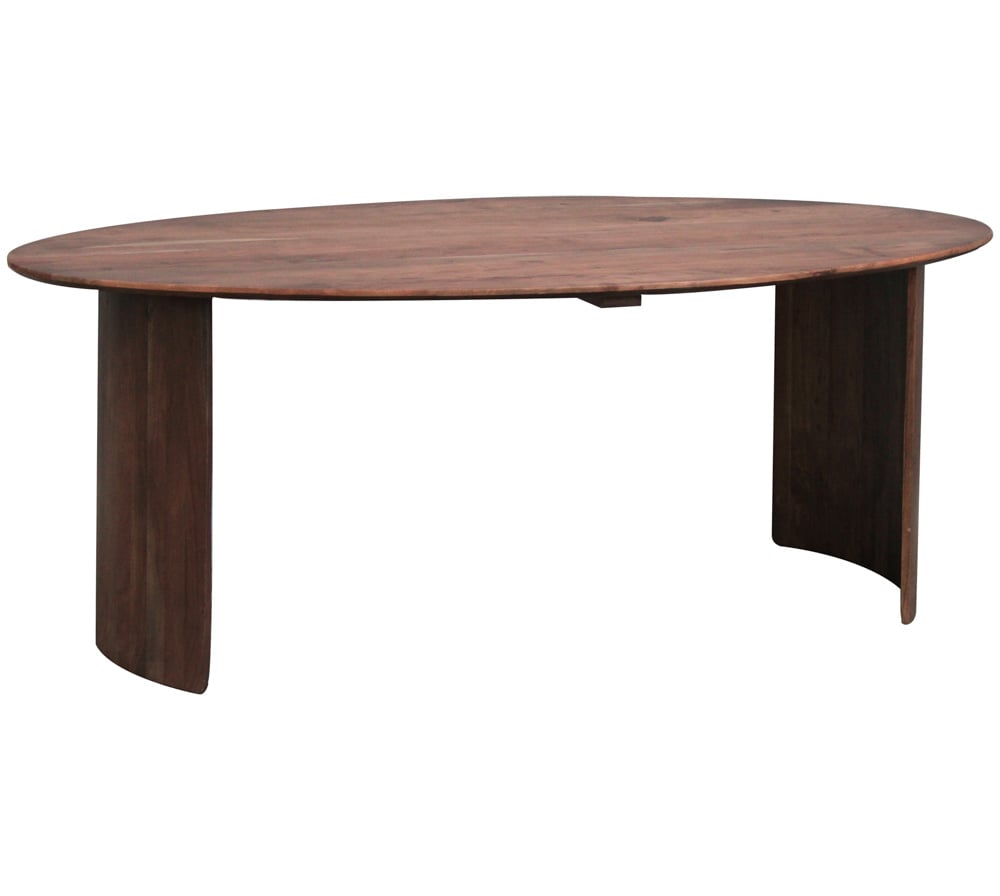 Tavolo da pranzo Yves Finitura Noce Dimehouse Marrone LxPxH 225x115x9 Legno di acacia Foto bianca vista frontale diagonale